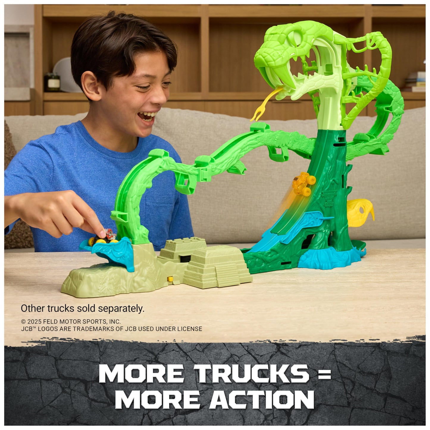 Monster Jam Mini Jams, Cobra’s Crazy Escape 28” Motorized Playset, 2 Exclusive Die-Cast ThunderROARus and JCB Digatron Monster Trucks, Kids Toys for Boy and Girls Ages 3 and up