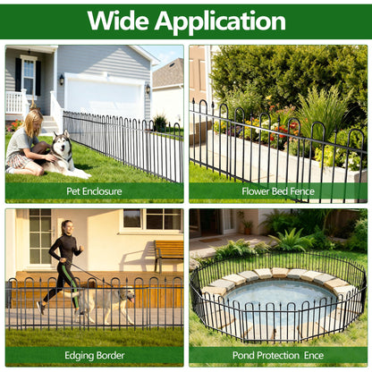 24.3ft(L) x 24in(H) 10 Panels Metal Rustproof Decorative Garden Fence, No Dig Animal Barrier Fence, Outdoor Border Fence Panels with Ground Stake, for Pets, Flower Bed, Yard, Patio