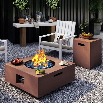 Jocoevol 2-Piece Propane Fire Pit Table 28 Inch Outdoor Gas Fire Pit 40,000 BTU with Tank Table Glass Rocks for Outside Patio Outdoor Backyard Deck Balcony, CSA Certified