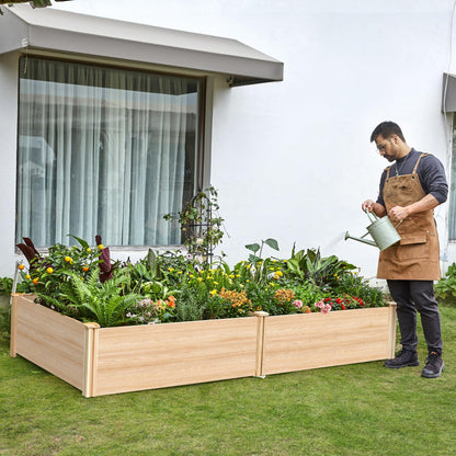 AMERLIFE 8x4 Ft Wood Raised Garden Bed, Durable 15 Inch Depth Planter Box for Vegetables, Herbs, and Flowers, Ideal for Outdoor Gardening with Open Base