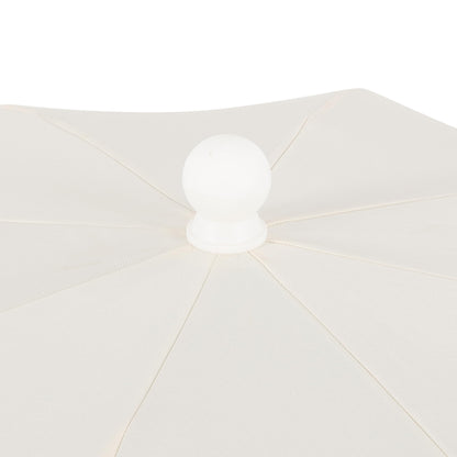 JONATHAN Y UMB1004C Horizon 6.5 ft. Classic MidCentury Scalloped Fringe Market Beach Umbrella with Push-Button Tilt, Wind Vent and UV Protection, and Matching Carry Bag in Cream/White, White Pole