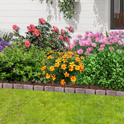 Landscape Edging Faux Stone Garden Edging Border with Anchoring Spikes,2.75 in Tall Decorative Stone-Look Garden Border for Flower Bed Edging,Lawn,Landscaped Yard,Trees and Gardens,91FT,Brown