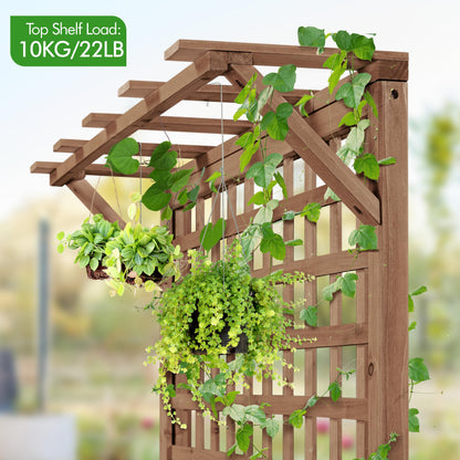 Yaheetech 72" H Garden Planter with Trellis for Vine Climbing Horticultural Plants, Outdoor Raised Box with Drainage Holes, Raised Garden Bed for Flowers, Dark Brown, 2pcs