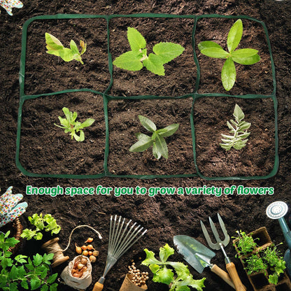 Gerrii 6 Pack 35 Gallon Fabric Raised Garden Beds Rectangle Garden Planting Bed with 6 Divided Grids Drainage Holes 4 Pcs Warehouse Gloves for Vegetables Flowers Tomatoes Herb(Polypropylene, Cotton)