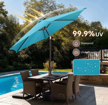 AckMizz 7.5ft Outdoor Patio Umbrella - Table Umbrella Waterprool UV Protection, Sombrillas de Patio with Push Button Tilt, Sun Umbrella for Pool, Porch, Garden, Deck, Backyard (Aqua Blue)
