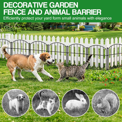 10 Pack Decorative Garden Fence Animal Barrier Fence, 17 in x 10 ft Rustproof Metal No Dig Fence Panels, Arched Small Garden Fence Barrier for Dog Rabbit Flower Bed Edging Yard Ground Patio Defense