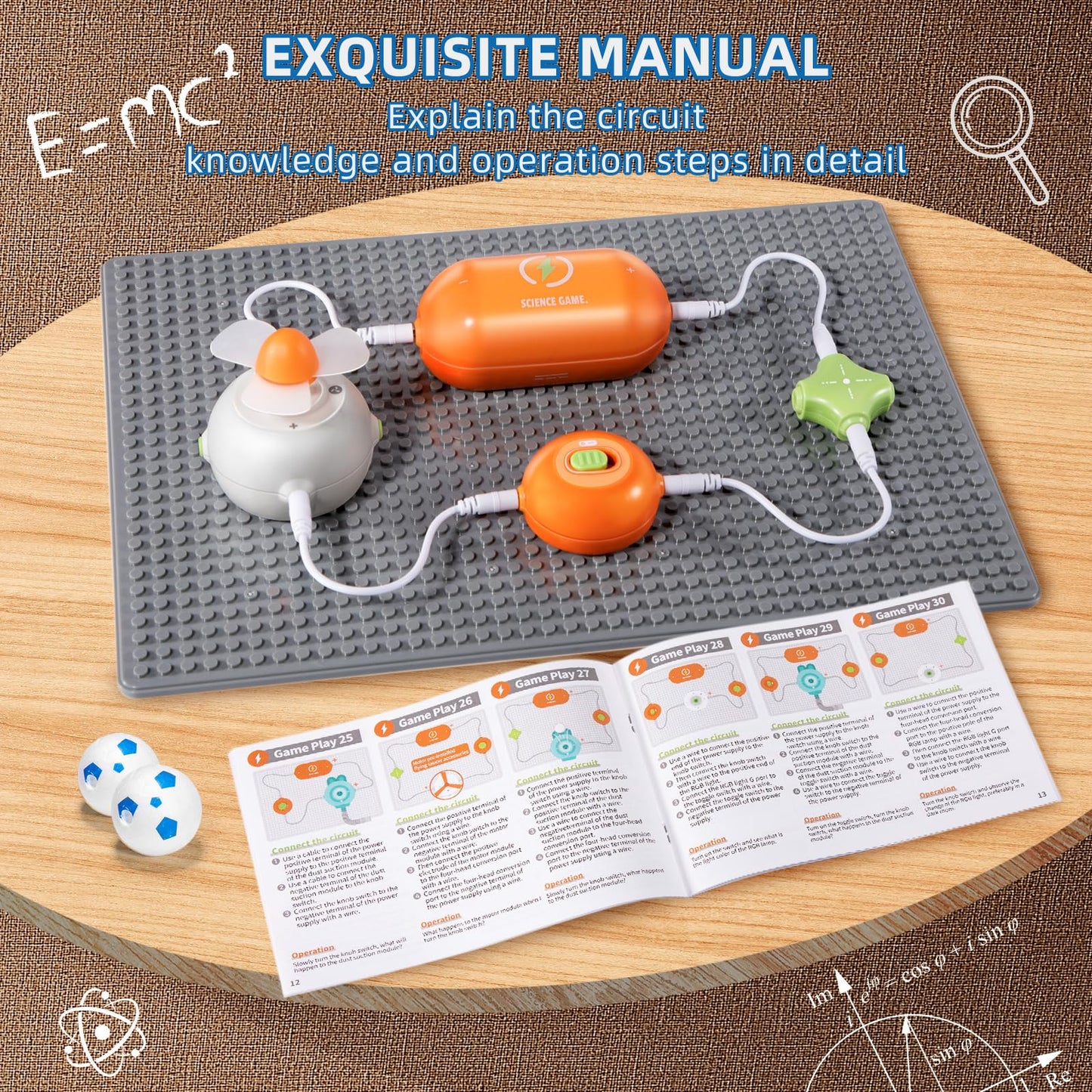 Circuits Science Kit for Kids Ages 3-12 | 64 STEM Projects with 25 Electronic Parts | No Soldering, Kids Circuit Board Kit with Fan, RGB Lights| Educational STEM Toy Gift for Boys & Girls 6-8