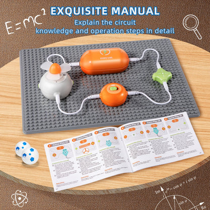 Circuits Science Kit for Kids Ages 3-12 | 64 STEM Projects with 25 Electronic Parts | No Soldering, Kids Circuit Board Kit with Fan, RGB Lights| Educational STEM Toy Gift for Boys & Girls 6-8