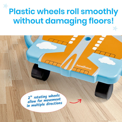 hand2mind Orange Plane Glider Scooter Board, Floor Scooter Board, Gross Motor Toys, Kids Exercise & Physical Education Equipment, Playground Toys, Indoor Active Play, Toddler Outdoor Activities