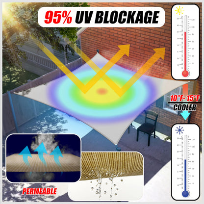 ColourTree 24' x 24' x 24' Beige Triangle CTAPT24 Sun Shade Sail Canopy Mesh Fabric UV Block UPF50 - Commercial Heavy Duty - 190 GSM - 3 Years Warranty ( We Make Custom Size )