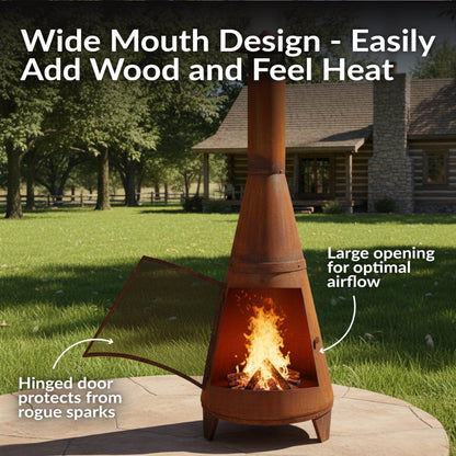 Sunnydaze 70-Inch Chiminea Outdoor Fireplace - Outdoor Wood-Burning Chiminea Fire Pit - Chimney Fire Pit - Rustic