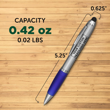 DISCOUNT PROMOS Custom Stylus Ballpoint Pens Set of 10/50/100, Personalized Bulk Pack - Black Ink, Great for Office, School, Business, Tradeshows, Events - Blue