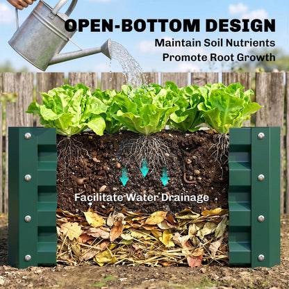 Outsunny 2 Piece Galvanized Raised Garden Bed, 2' x 2' x 1' Metal Planter Box for Growing Vegetables, Flowers, Herbs, Succulents, Green