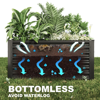 Kinddeer 8x2x2ft Raised Garden Bed Kit, Galvanized Planter Garden Boxes Outdoor, Metal Raised Garden Beds for Vegetables,Fruits, Flower,Black