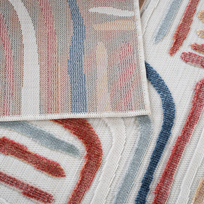 CAMILSON Indoor Outdoor Rug, Multicolor 10x14 Geometric Arch Striped Large Area Rugs for Patio and Home Areas, Easy-Cleaning Non-Shedding Living Room, Garden and Deck Washable Outside Carpet 10 x 14