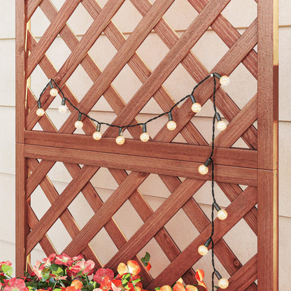 Outsunny Wooden Raised Garden Bed with Trellis, 59" Outdoor Planter Box with Drainage Holes, Planter Raised Bed for Climbing Vine Plants Flowers, Orange