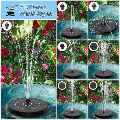 SZMP Solar Water Fountain, 2026 Upgrade 3.5W Solar Bird Bath Fountain Pump with Color LED Lights, 7 Nozzles & 4 Fixed Rods for Garden, Patio, Pond, Pool, Fish Tank, Outdoor Water Feature