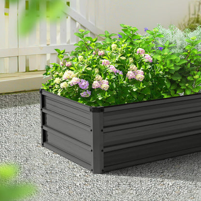 NUU GARDEN Rectangular Galvanized Raised Garden Bed for Gardening Elevated Planting Metal Planter Box Outdoor Patio Planting Bed for Vegetables Flowers Herb, Dark Gray