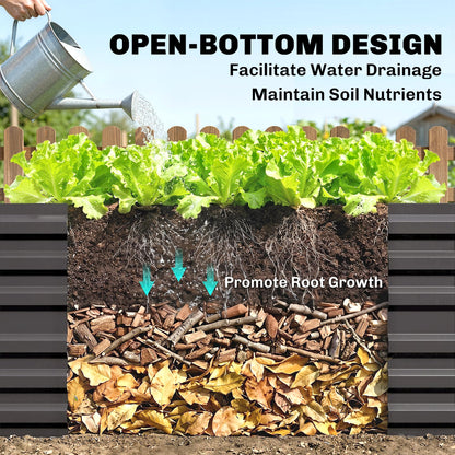 Outsunny Galvanized Raised Garden Bed Kit with Reinforcing Bars, Large and Tall Metal Planter Box for Vegetables, Flowers and Herbs, 6' x 3' x 2', Dark Gray