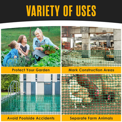 Houseables Fencing, Temporary Fence, Snow Fence, 4x100' Feet, 10.55 lb/roll, Green Plastic Fencing, Deer Netting, Plastic Mesh Roll, Safety Netting, Construction, Yard, Garden, Chicken, Dogs, Backyard