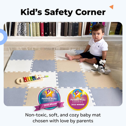 MioTetto Baby Play Mat, Soft Foam Floor Tiles for Kids. Adjustable Interlocking Foam Tiles, Fits with 50x50 Playpen Baby mat for Crawling & Development, Safe & Non-Toxic Playmat for Babies 6-12 Months