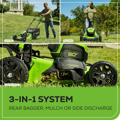 Greenworks 80V 21" Brushless Cordless (Self-Propelled) Lawn Mower (75+ Compatible Tools), 4.0Ah Battery and 60 Minute Rapid Charger Included