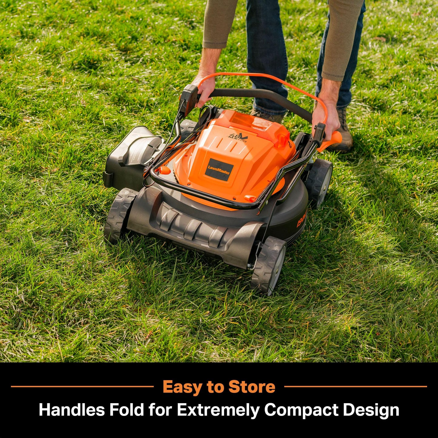 LawnMaster CLMF4819X 19-inch Brushless Cordless Lawn Mower with 2X24V MAX 4.0Ah Battery and a Dual Charger 6 Cutting Position