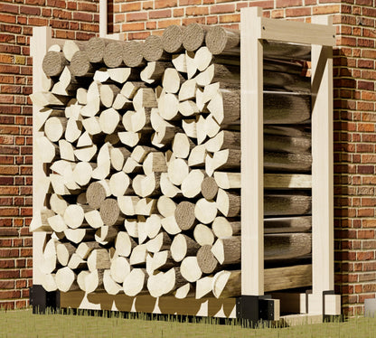 Kingson 4 Pack Heavy Duty Firewood Log Storage Rack Brackets, Adjustable Length Indoor Outdoor Fireplace Wood Holder, Rust-Proof Powder Coated Steel DIY Kit with Screws