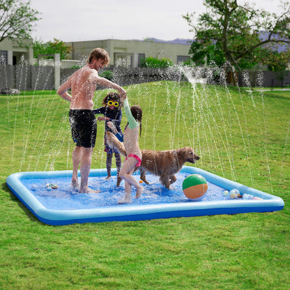 SLOOSH 120" Non-Slip Splash Pad Sprinkler - Summer Water Toys Sprinkler Mat for Kids Toddlers Dogs, Outdoor Backyard Pool Party Decor Outside Water Games Fountain Wading Baby Pool Boys Girls Gifts