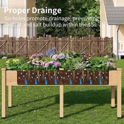 ZIENLIFE Wood Raised Garden Bed, 72x24x30in Elevated Wooden Planter Box with Legs Standing Growing Bed for Backyard, Patio, Balcony with Bed Liner, 200 Pound Capacity 2PCS