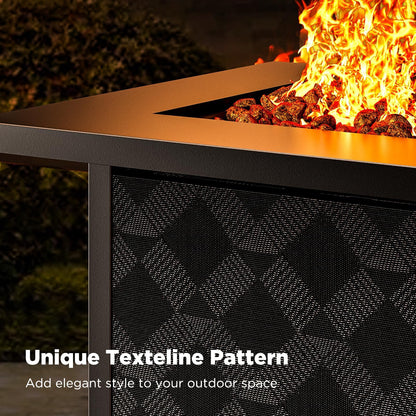 Ciays 28Inch Propane Fire Pit Table, 50,000 BTU Outdoor Gas Fire Pit Table CSA-Certified for Outside Patio with Removable Lid and Lava Rocks, Add Warmth and Ambience to Parties, Backyard, Garden
