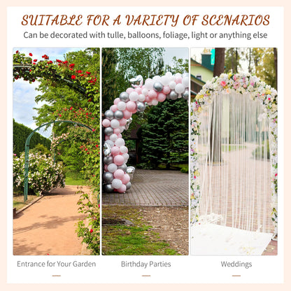 Outsunny 82'' Decorative Metal Garden Trellis Arch with Durable Steel Tubing & Elegant Scrollwork, Perfect for Weddings