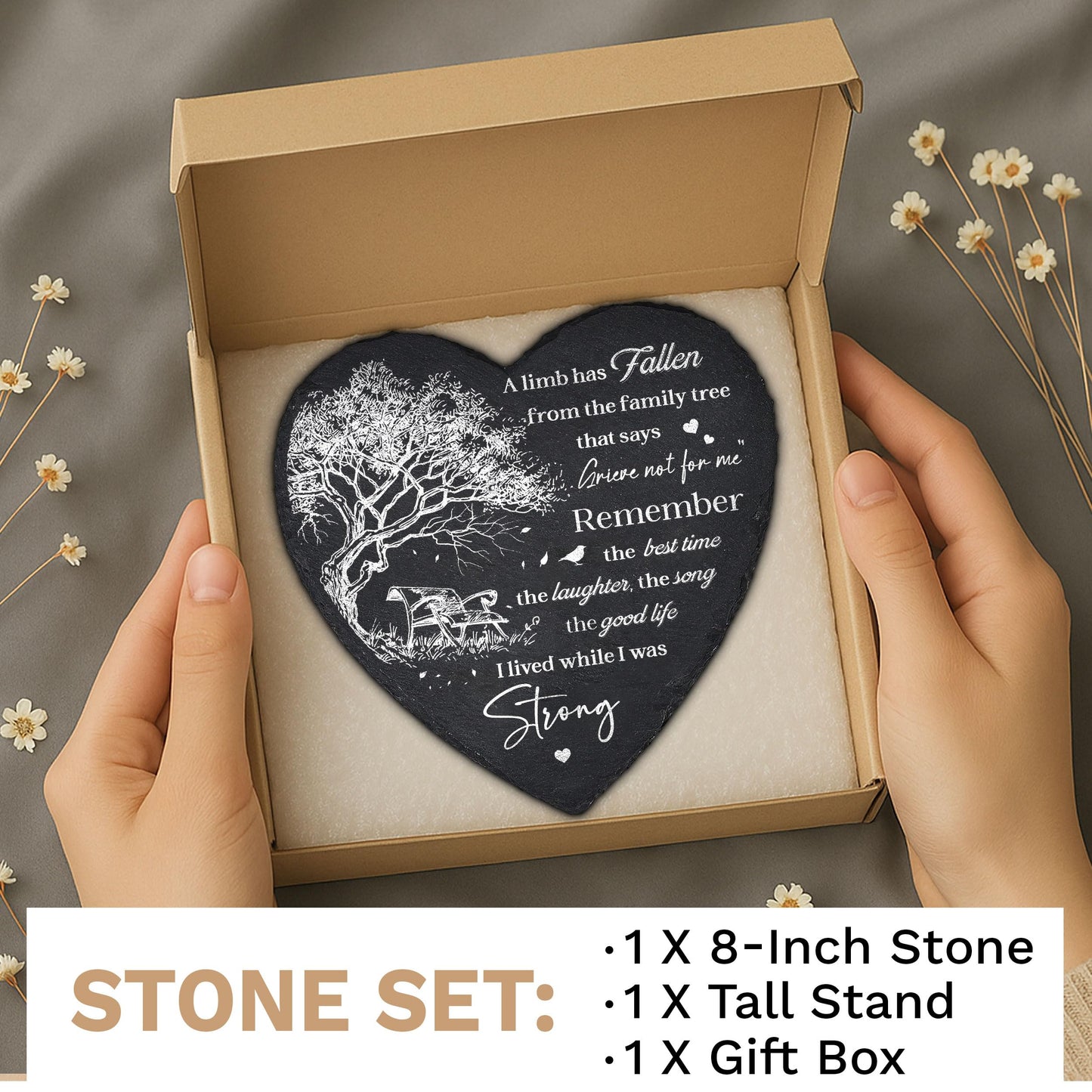 DIGIKAZZ A Limb Has Fallen Plaque, Memorial Garden Stones in Memory of Loved One, Memorial Gifts for Loss of Mom, Dad, Brother, Son Stones on Christmas