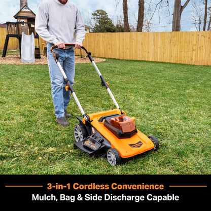 LawnMaster CLMF4821A Cordless Lawn Mower Brushless 48V MAX 21Inch 3-in-1 Function with 4X24V MAX 4.0Ah Battery and a Dual Charger