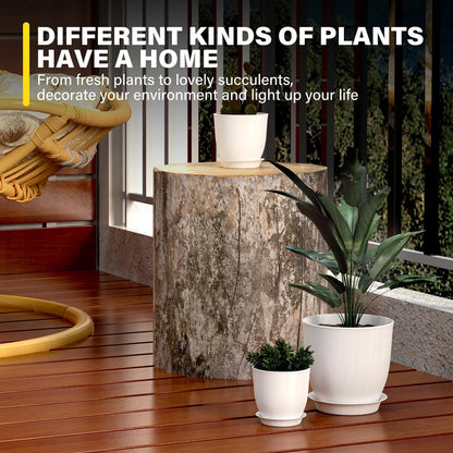 iPower Plant Pots with Drainage-5Pcs Home Decor Flower Pots for Indoor Planter, Plastic Planters, Cactus, Succulents, Herbs and Flower Pot, White, 5 Count (Pack of 1) New