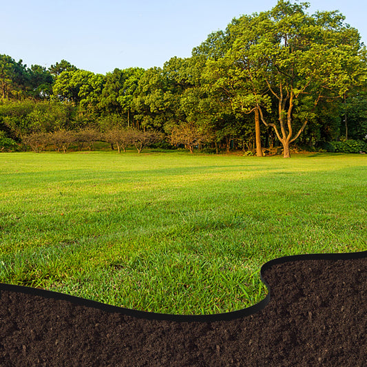 Watayo 50 FT Grass Barrier Landscape Edging Coil - 5 inch Depth Terrace Board Edging - Flexible Garden Bed Weed Barrier for Lawn Area Driveway Path Sidewalk