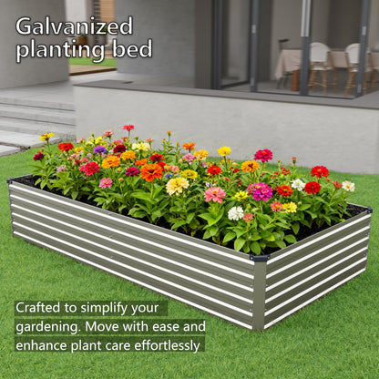 MGNO 12x2x1.5FT Galvanized Raised Garden Bed-Outdoor Planter Box for Vegetables-Metal Garden Bed,RRectangle Planting Box for Herb,Flower