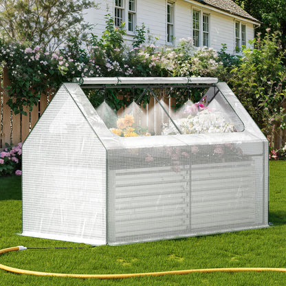 Raised Garden Bed with Self-Watering System, 6x3x2 ft Elevated Planter Boxes Outdoor with PE Cover, Galvanized Raised Beds for Gardening,Vegetables,Flowers, Backyard, Patio