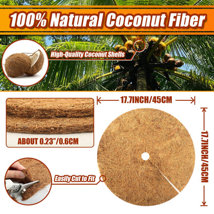 Sinimaka 8 Pcs Coconut Fiber Tree Ring Mulch Mat, 17.7 Inch Mulch Ring Plant Protectors Mat, Coco Coir Tree Disc Plant Covers Tree Weed Barrier Ring for Indoor Outdoor Plants