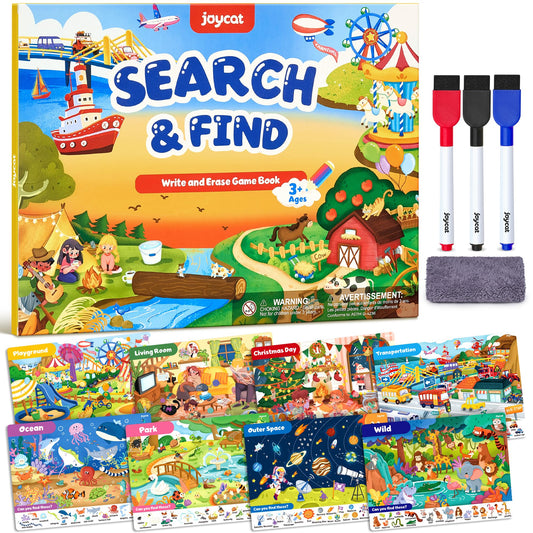 JoyCat Search and Find Activity Books, Preschool Learning Game Activities for Toddlers & Kids Ages 3-5, Travel Toys for Road Trip Car Airplane, Birthday Gifts for Girls and Boys 4-8
