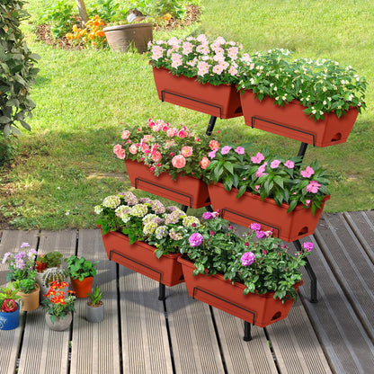 Raised Garden Beds Vertical Garden Planters Indoor Outdoor Standing Raised Planter Box with Legs, Plastic Raised Bed Tiered Planter Boxes Elevated Herb Flower Beds for Vegetables, Balcony, Patio, Red