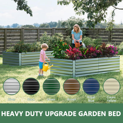 FOOWIN 2pcs 8x4x2ft Galvanized Raised Garden Bed, Planter Raised Garden Boxes Outdoor, Large Metal Raised Beds for Gardening, Garden Bed for Vegetables, Flowers, Herb,478 Gallon Capacity, Silver