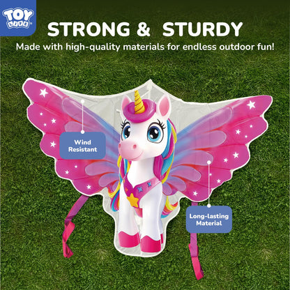 TOY Life 48.4'' Unicorn Kites Easy to Fly for Kids Adults with 328.1 FT String, Beach Kite Outdoor Game Outside Toys Activity, Unicorn Toys for Girls, Gift for Girls Ages 4-8