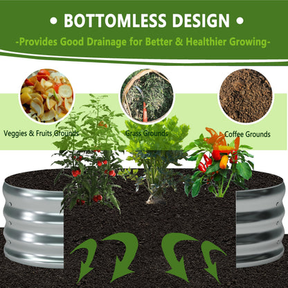 Foxlang 4x2x1ft(2 Pack) Galvanized Oval Raised Garden Bed,Outdoor Planter Box Metal Patio Kit Planting Bed for Vegetables Flowers Herb,Silver
