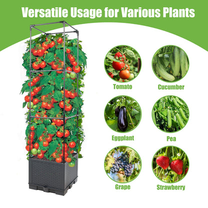 Sunnyglade 2 Pcs Raised Garden Bed Planter Box with Trellis, 44” Tomato Trellis Planter for Various Vine Climbing Plants Vegetables Detachable Frame for Outdoor Indoor Terrace
