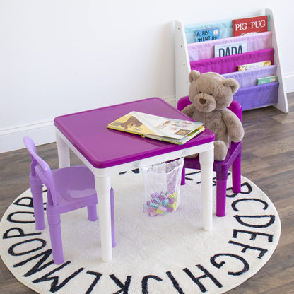 Humble Crew Kids Activity Table and 2 Chairs Set, Pink/Purple/White - 2-in-1 Toddler Play Table Building Blocks Compatible - Premium Children’s Table and Chair Set for Arts, Crafts, Reading and More