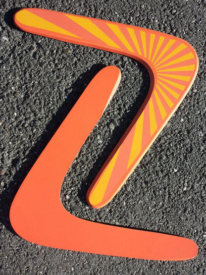 HOMEE Handmade Boomerang Maneuver Dart Outdoor Sports Classic V-Shaped Boomerang Wood Equipment Suit for Kids Over 6 and Adults The Best Flying Toy (Orange)