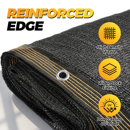 JOJOLEE 70% Sun Shade Cloth, 10x20FT Shade Net Mesh Tarp with Grommets, Black Sunblock Cover for Outdoor Patio Plants, Pergola, Greenhouse, Chicken Coop, Backyard, Balcony