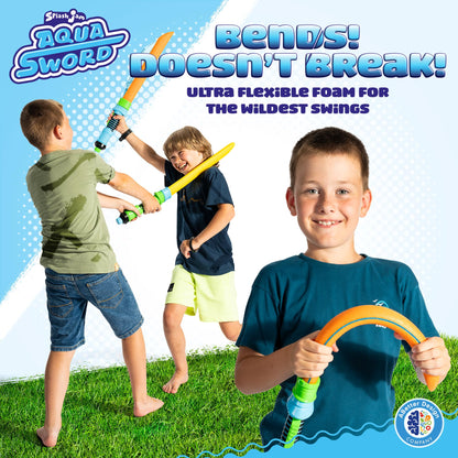 SPLASH JAM AQUA SWORD, Fun Swimming Pool Toys Made from Soft Foam Sponges Suitable for Kids 6+ Ages, Exciting Outdoor Summer Games with 130ml Water Tank, Orange (Yellow)