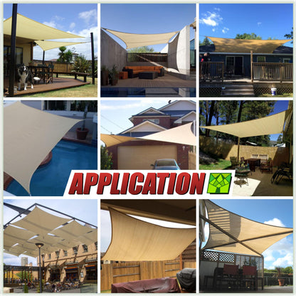 ColourTree 14' x 14' Beige Sun Shade Sail Square Canopy - UV Block & Water Permeable, Heavy Duty Awning for Patio, Garden, Backyard, Yard Outdoor (We Make Custom Size)